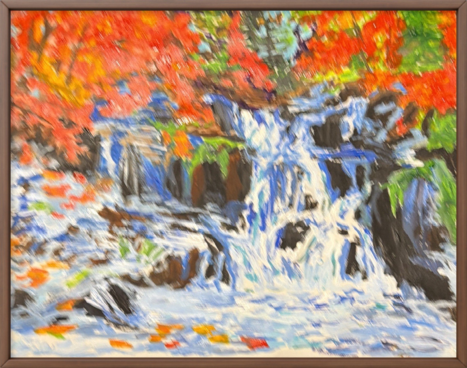 DBSG Original Acrylic  Autumn Waterfall Landscape Painting 11x14