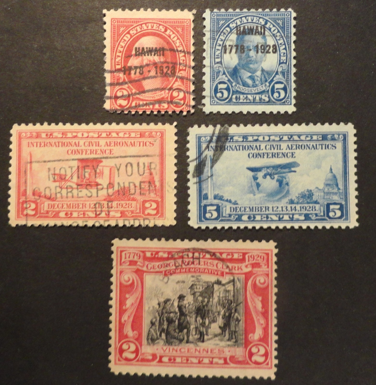 SCOTT #647-648, 649-650, 651 USED 1928-1929 ISSUE STAMPS