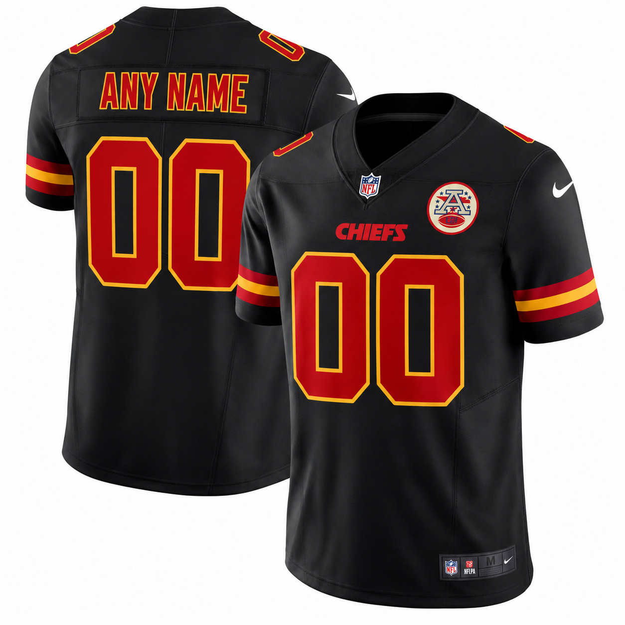 Men\'s Kansas City Chiefs Black Custom Game Stitched