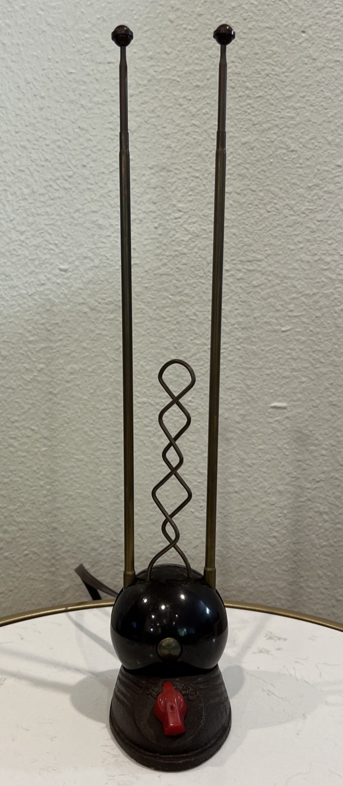 HTF TV Antenna Vintage Rabbit Ears Space Age 2ft brass whips HTF TV Antenna Vintage Rabbit Ears Space Age 2ft brass whips