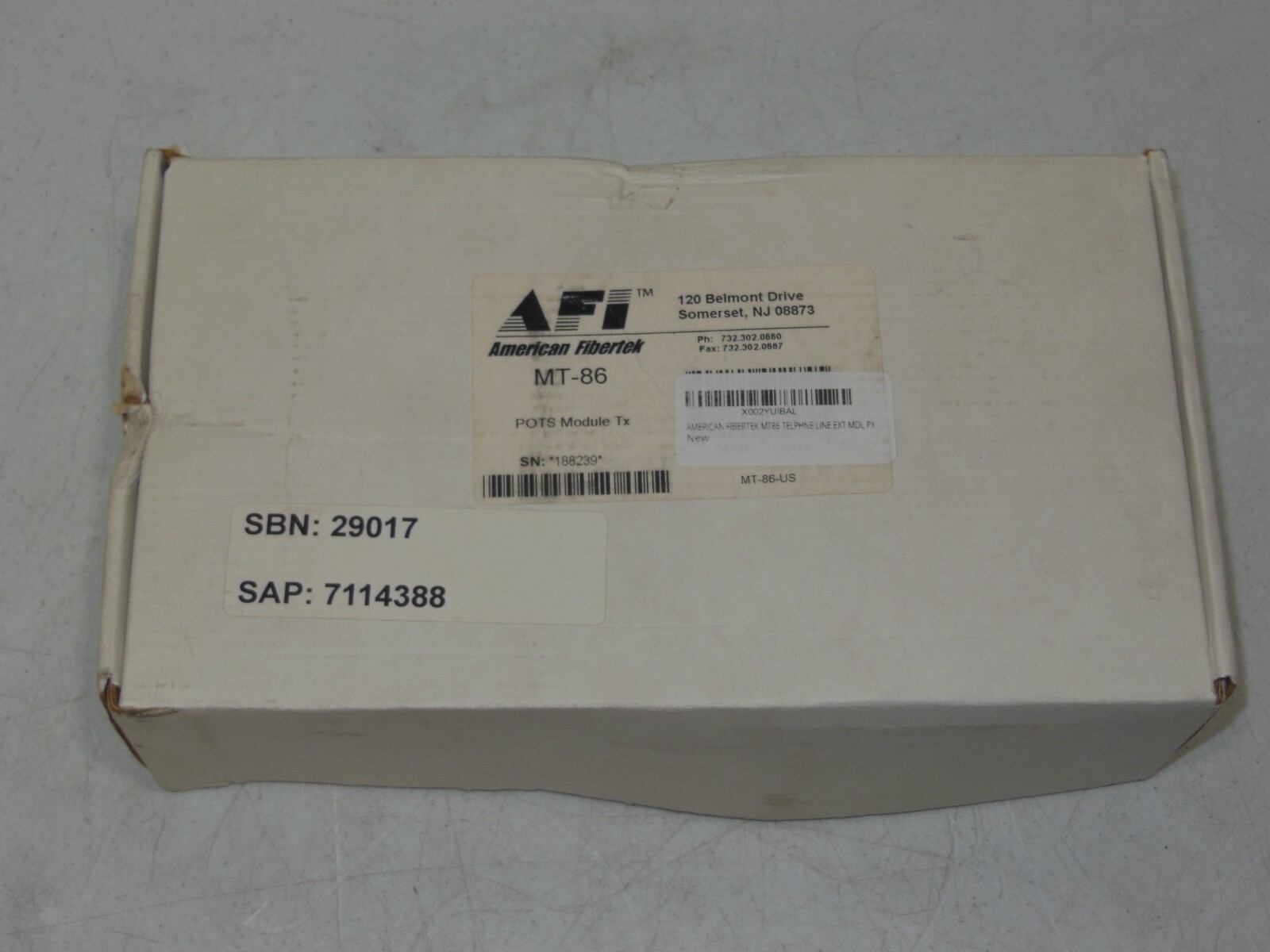 American Fibertek AFI Fiber Optic Telephone Transmitter Line Extender MT-86 New American Fibertek AFI Fiber Optic Telephone Transmitter Line Extender MT-86 New