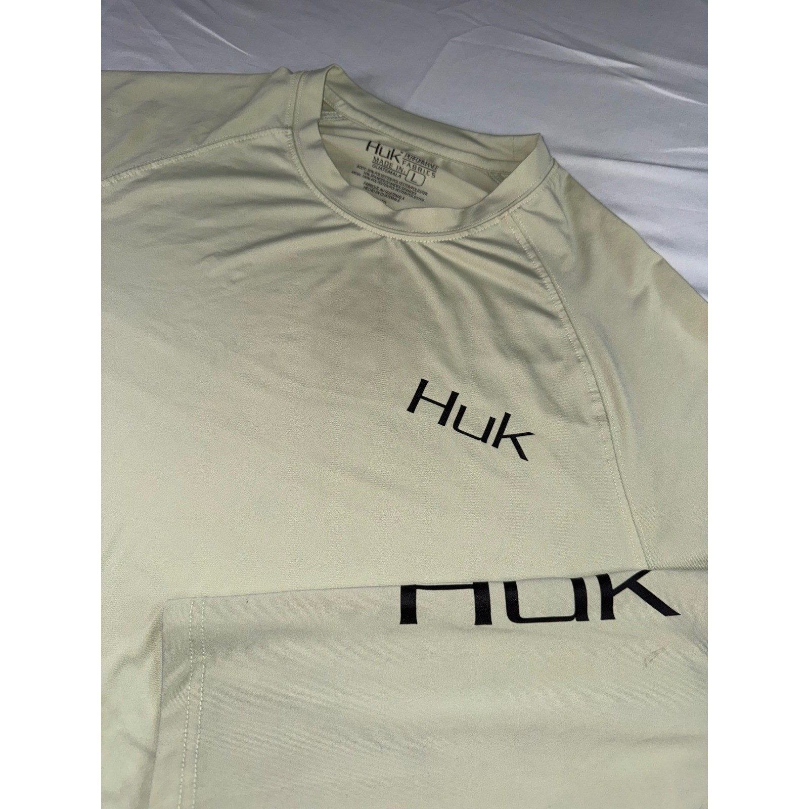 Huk Pursuit Fishing Shirt Mens Large L Long Sleeve Bass Graphic Performance Sage
