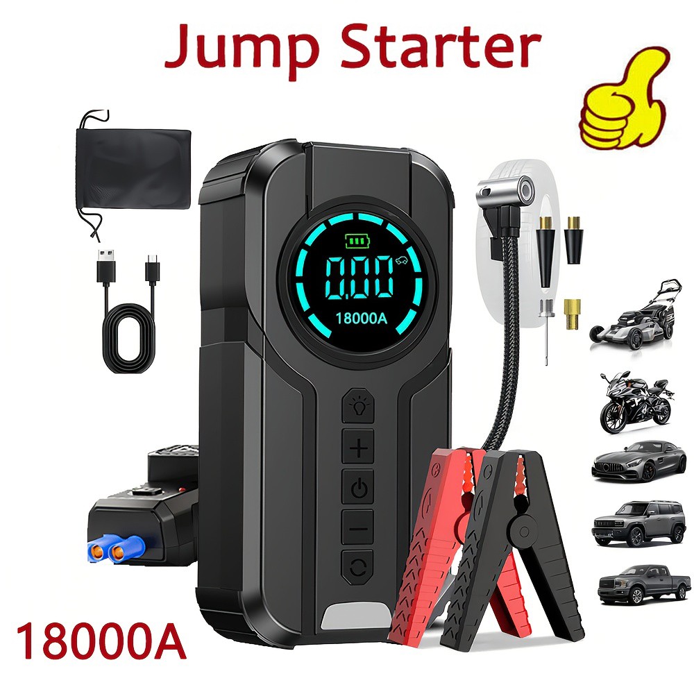 18000A Car Jump Starter Air Compressor Tire Inflator Battery Booster Charge Bank