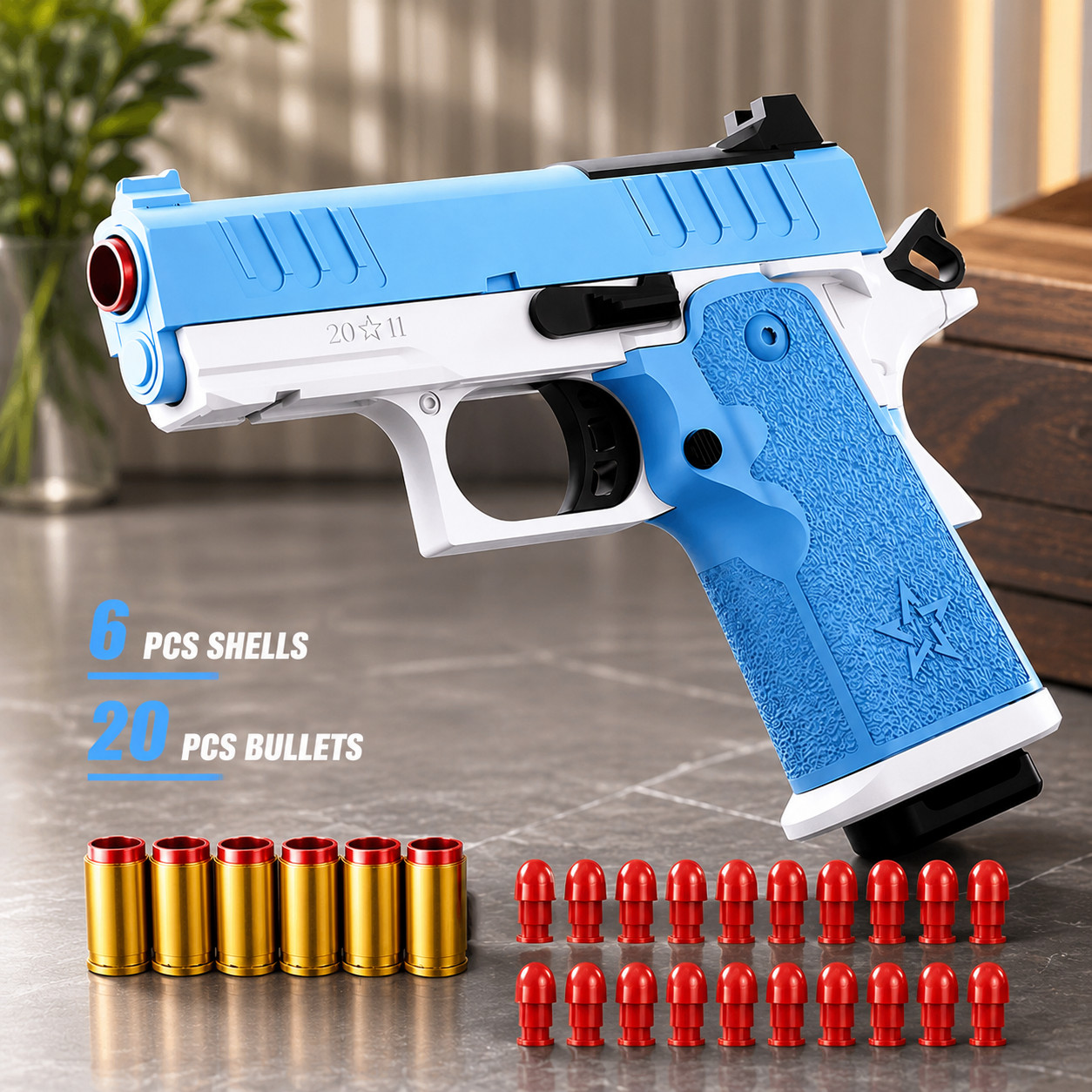 Shell Ejection Toy Pistol Continuous Firing Blaster Kids Outdoor Shooting Game