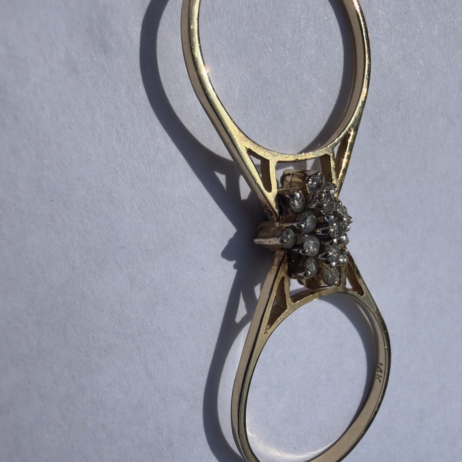 0.77ctw Natural Emerald ,0.38ctw Diamond Reversible Ring in 14K Yellow Gold Sz 9
