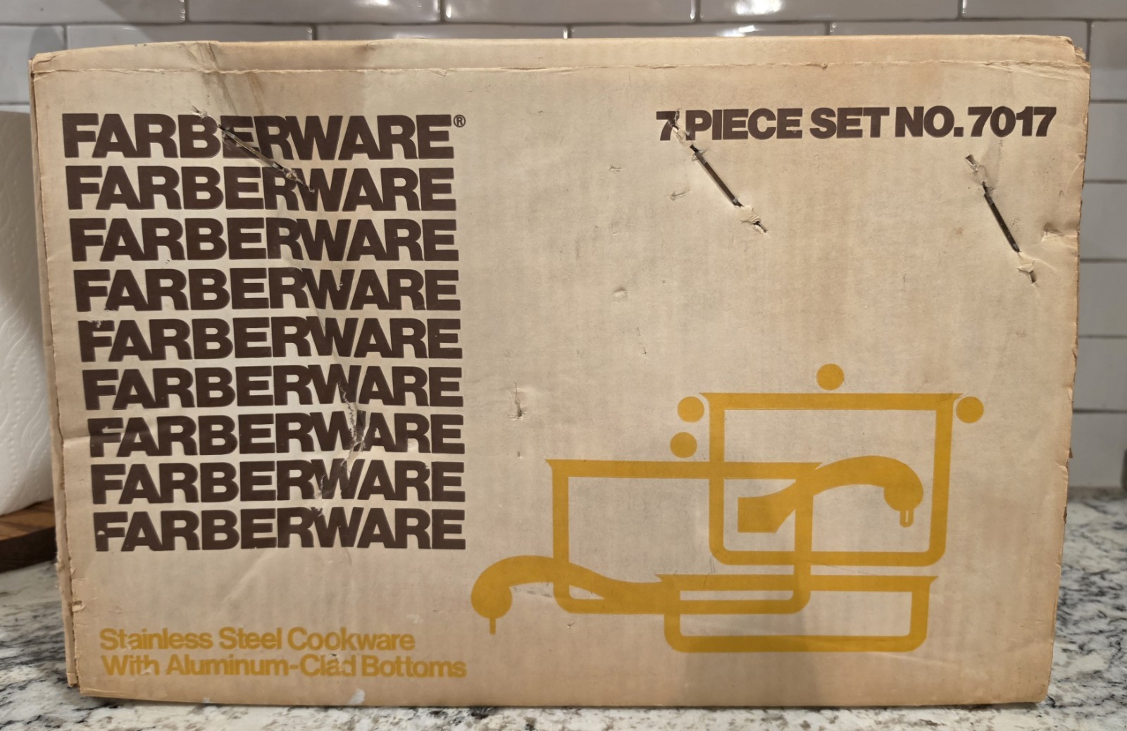 VTG Farberware Cookware 7pc Set 7017 Stainless Aluminum Clad New Sealed 1980s