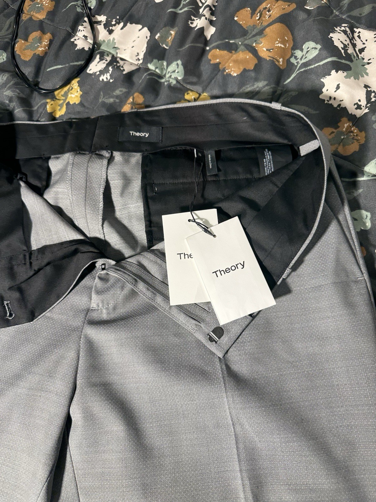 Theory Men\'s Mayer Slim-Fit Pant 36 Grey Multi Weldon Suit NWT $285 Wool Blend