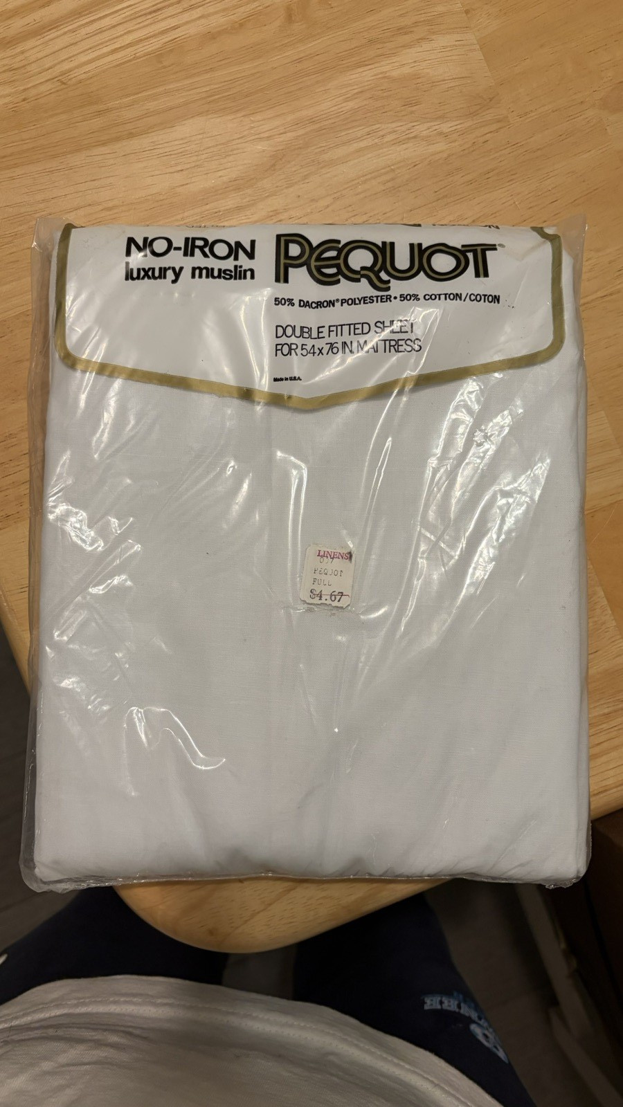 NEW Vintage Double Bed Sheet Pequot Percale White USA Deadstock NOS