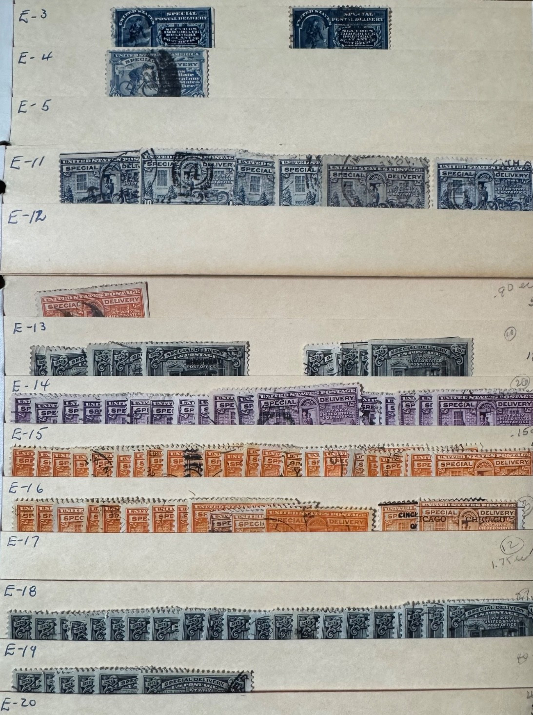 100x Huge Vintage Special Delivery Stamp Lot Scott E3 E4 E11-E19 | #Z096