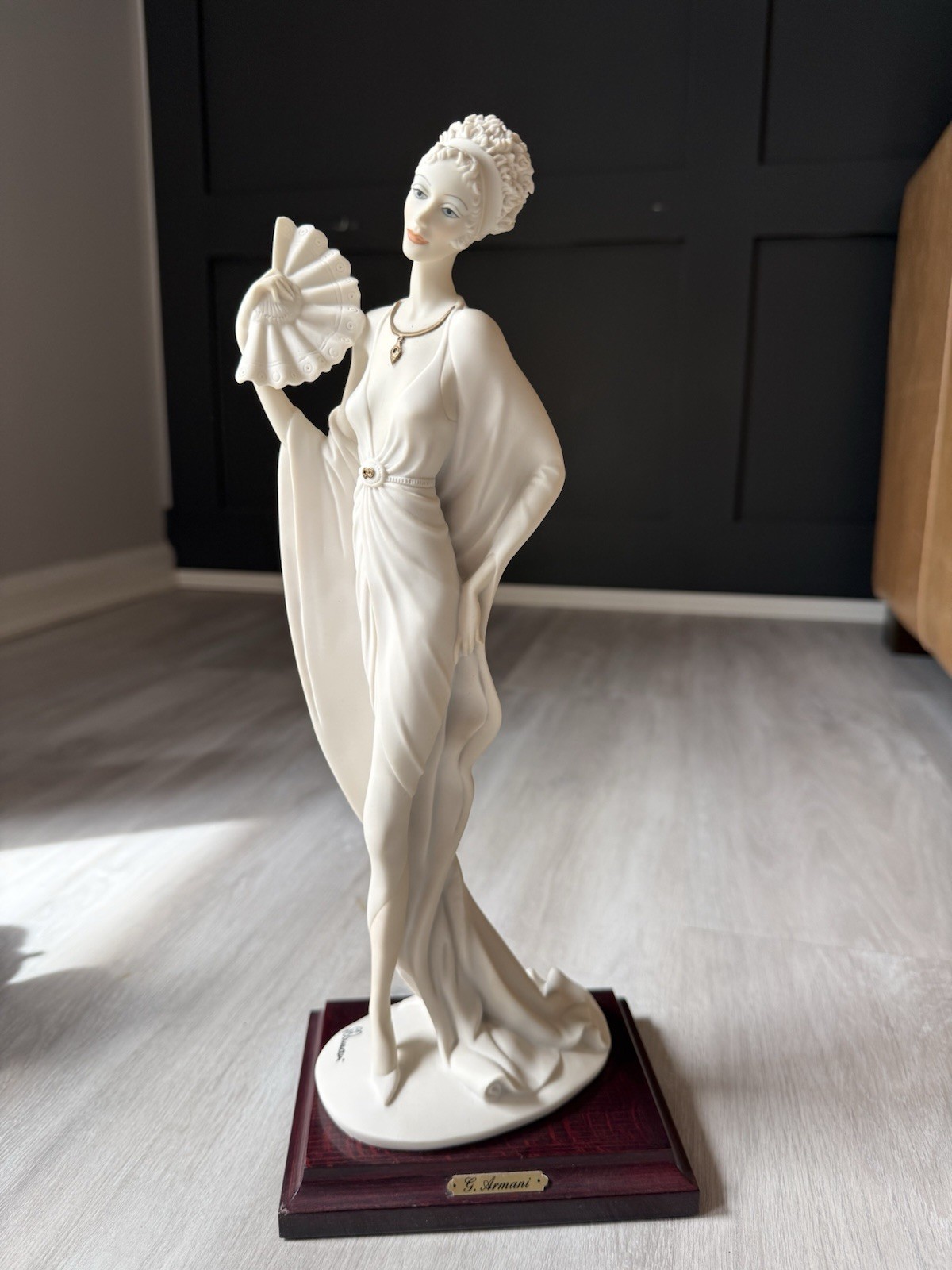 Giuseppe Armani Lady w/ Fan Figurine 1988 Florence Italy Signed 13” Vintage