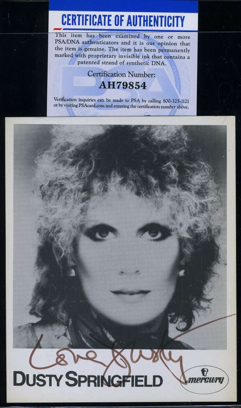 Dusty Springfield PSA DNA Coa Signed 4x4 Photo Autograph
