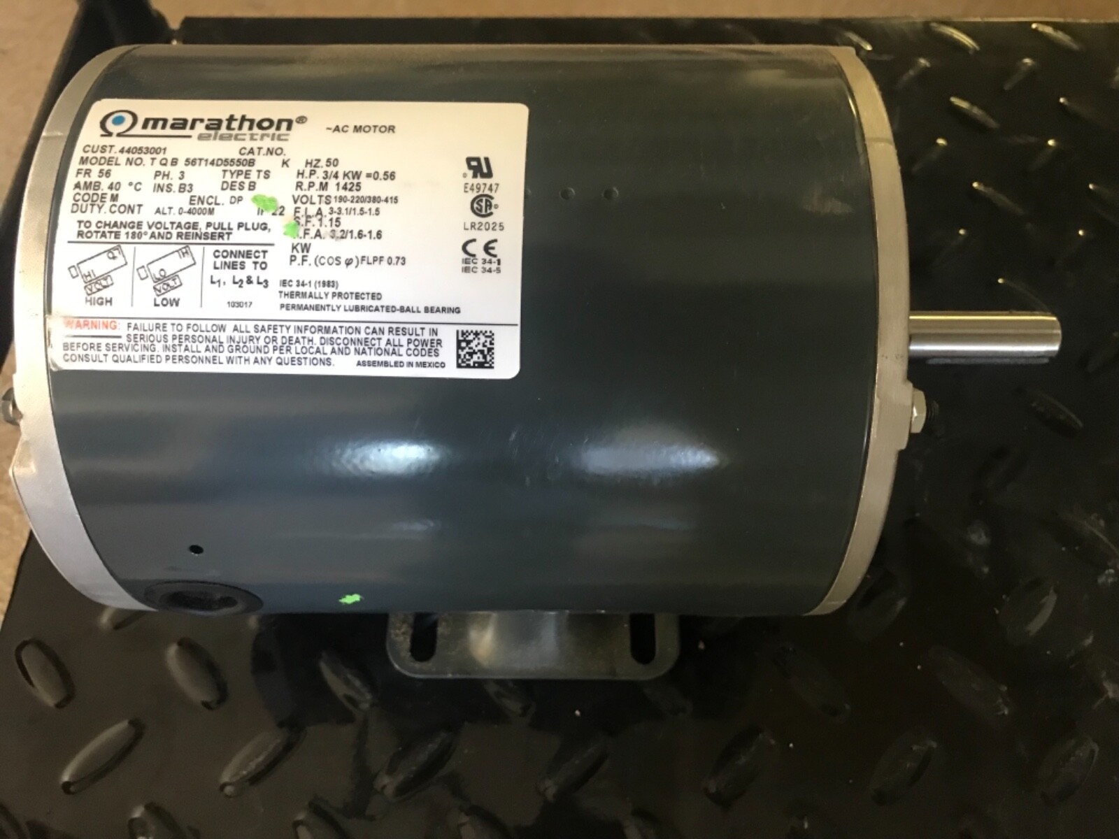 Alliance SPEED QUEEN UNIMAC  44053001 Dryer MOTOR D 200-415/50/3 3/4HP