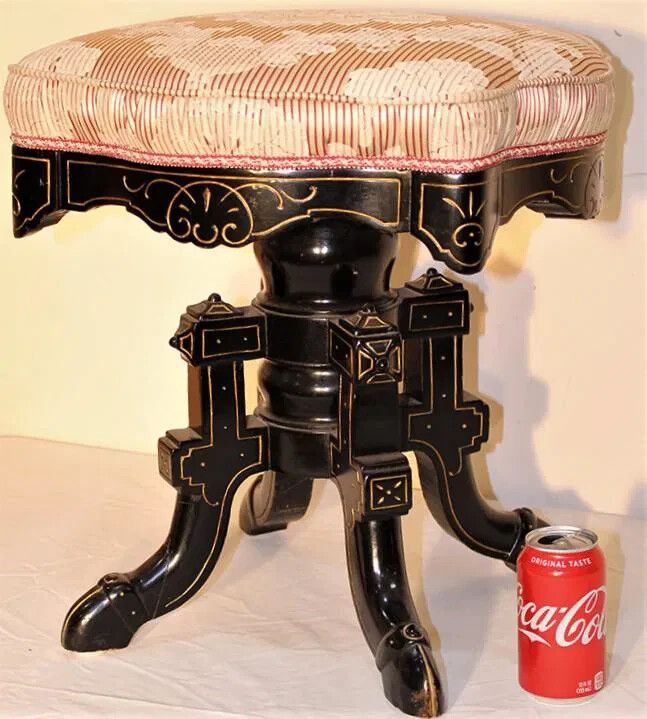 Awesome Victorian Revolving Ebonized Organ Stool