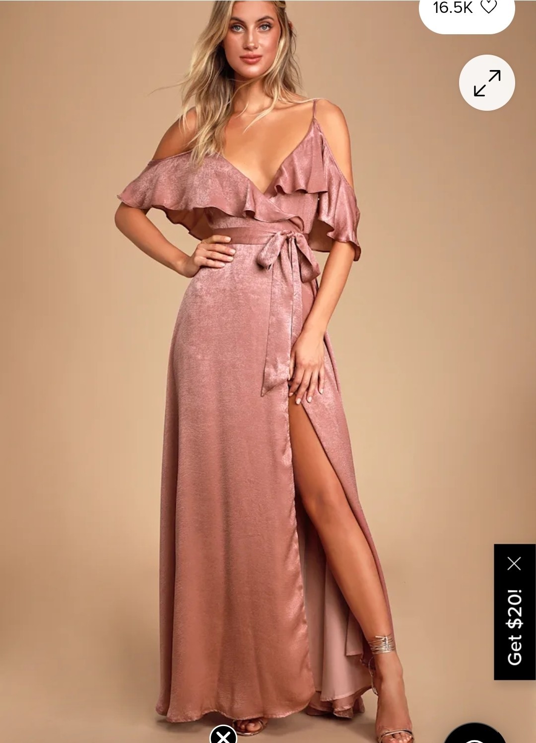 NWT Lulus Maxi Dress Extra Small XS Mauve Long Gown Maxi Wrap Formal Prom Party
