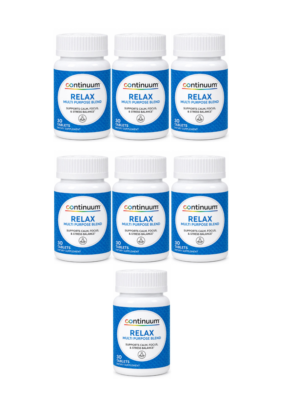 Continuum Relax 7 Pack 30 Tablets Calm Focus Stress Balance