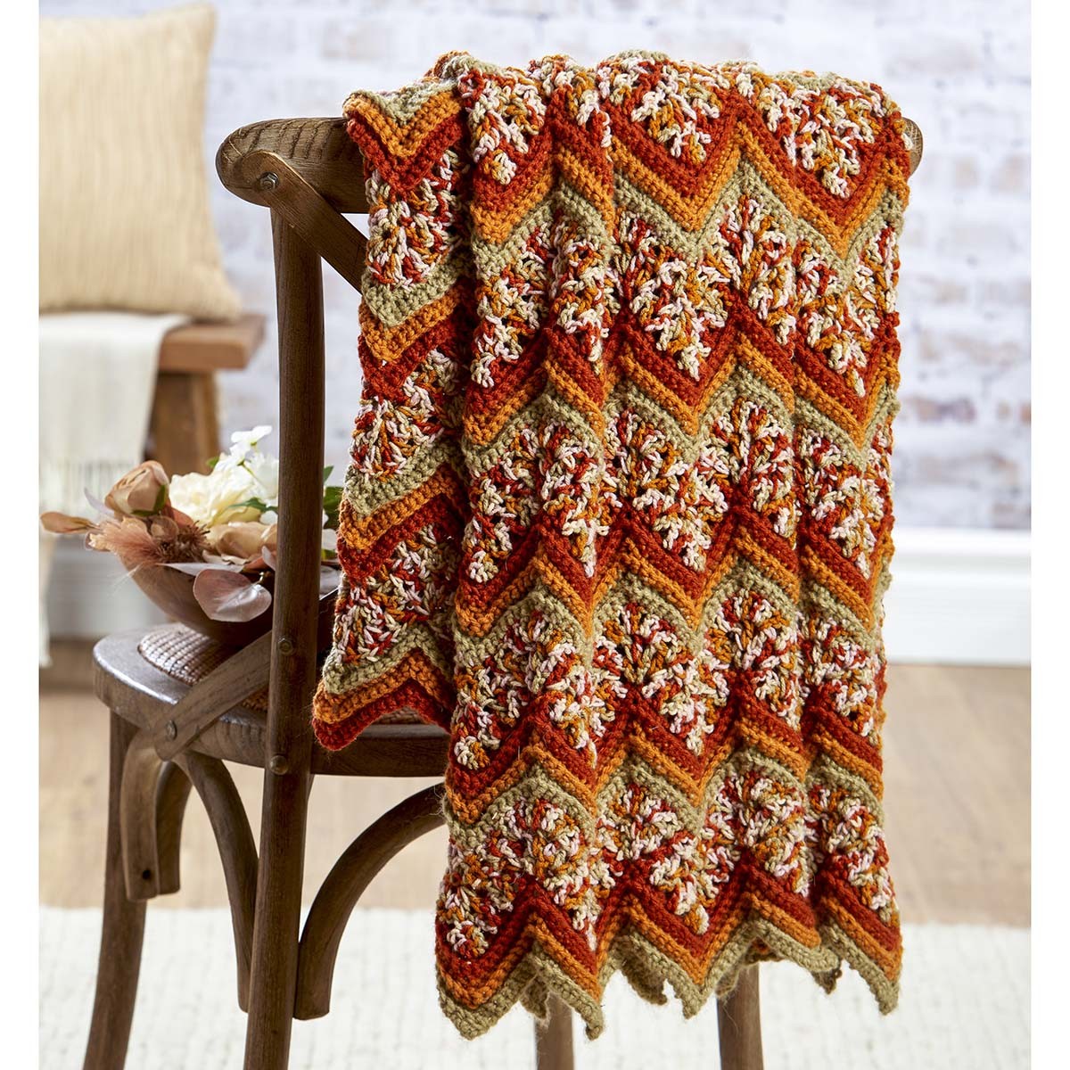 Herrschners® Harvest Mum Ripple Afghan Crochet Kit