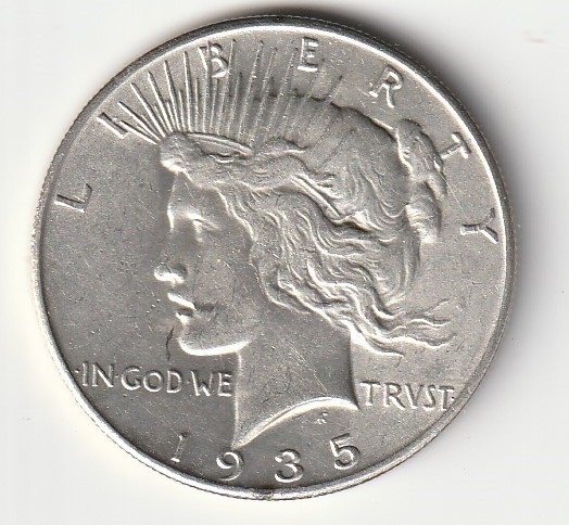 1935-P United States Peace Silver Dollar-Very Nice Coin- #709 1935-P United States Peace Silver Dollar-Very Nice Coin- #709