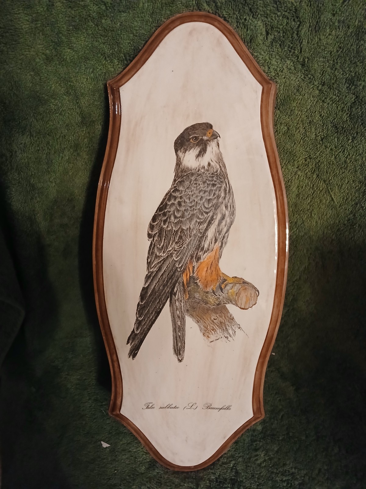Vintage 1973 Hans Arndt Ceramic Bird Plaque Falcon Baumfalke West. HOBBY FALCON