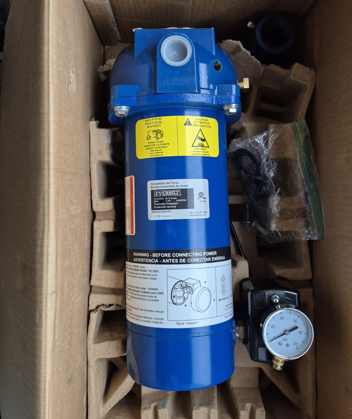 Everbilt Professional Convertible Jet Pump 1 HP, Cast Iron, 24 GPM HDCWJ10 Everbilt Professional Convertible Jet Pump 1 HP, Cast Iron, 24 GPM HDCWJ10