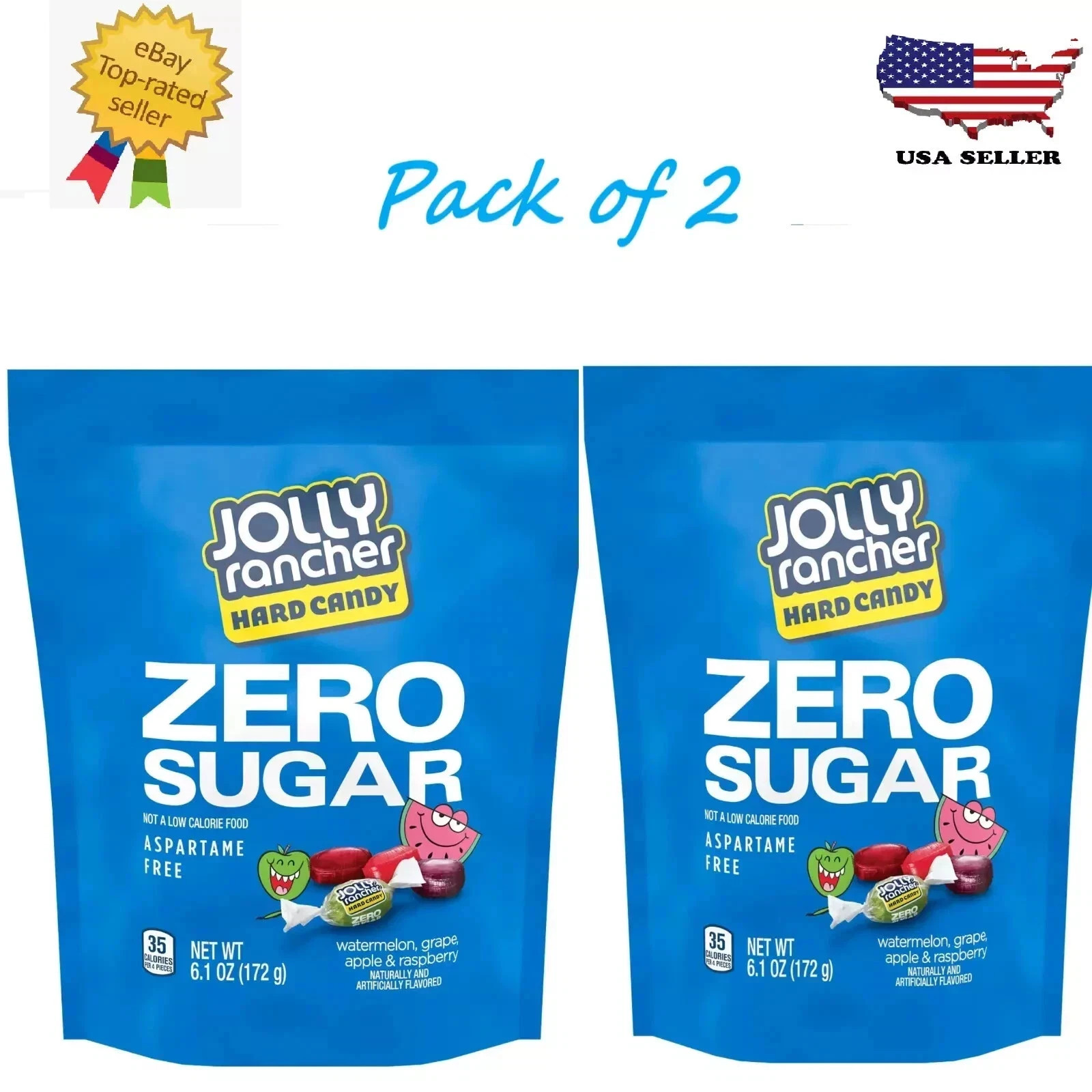 New Jolly Rancher Zero Sugar Assorted Fruit Flavored Hard Candy 6.1 oz Pack of 2 New Jolly Rancher Zero Sugar Assorted Fruit Flavored Hard Candy 6.1 oz Pack of 2