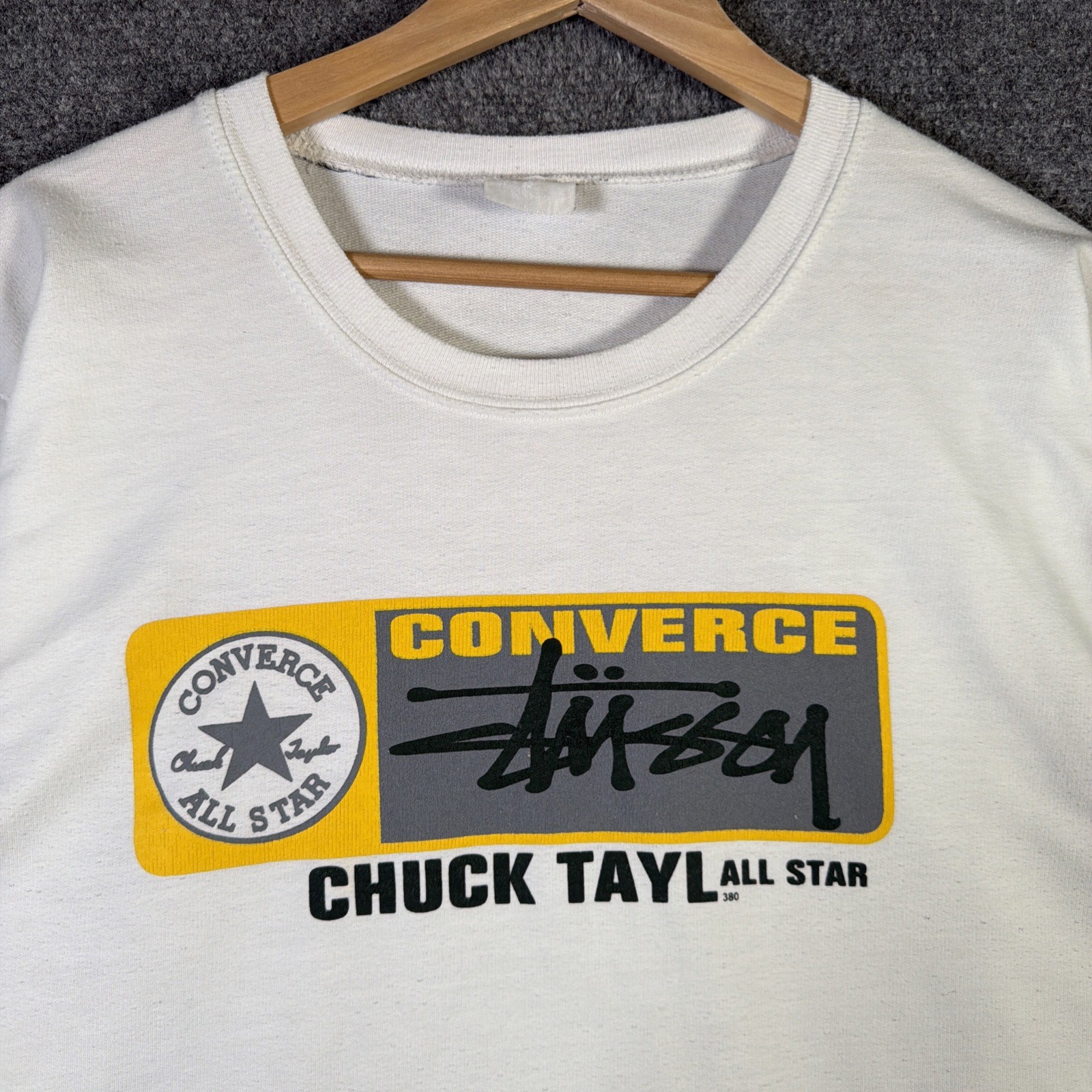 Vintage Stussy Shirt Large White 90s Parody Promo Converse Skate Lot Boot