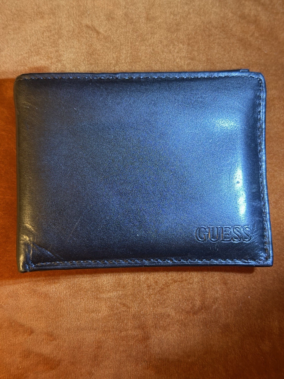 Vintage GUESS U.S.A. Black Bifold Wallet Genuine Leather