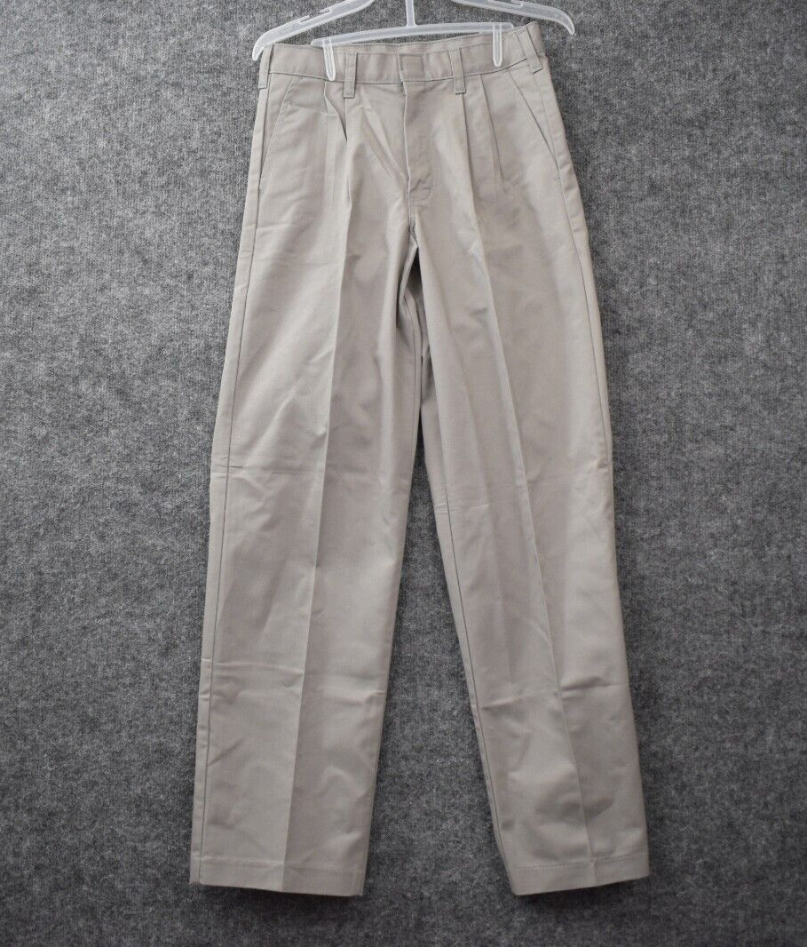 Dickies School Wear Boy 16 RG Pleated Front Gray Pant 27x31 Straight Leg Uniform