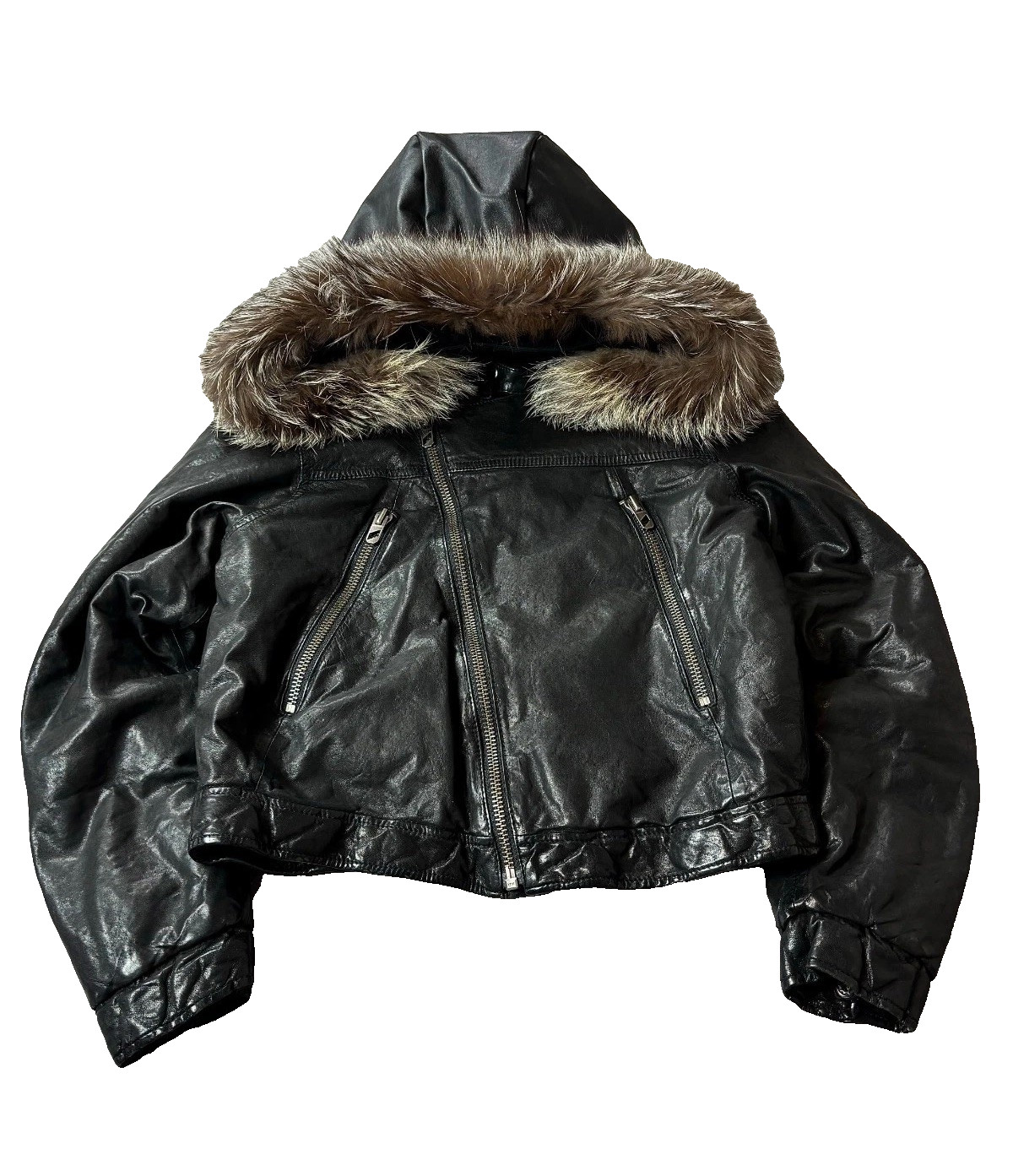CROPPED VTG JAPANESE HEDI SLIMANE TYPE SHEEPSKIN LUXURY FUR/LEATHER JACKET Y2K