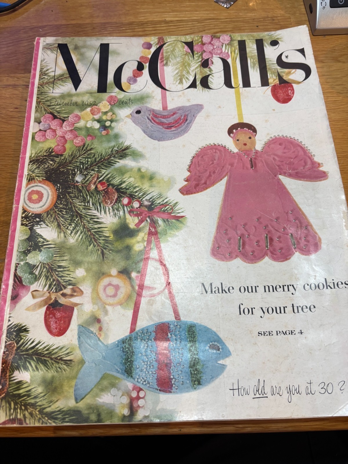 McCall\'s Magazine December 1952 Christmas Cookies Cover Vintage Ads