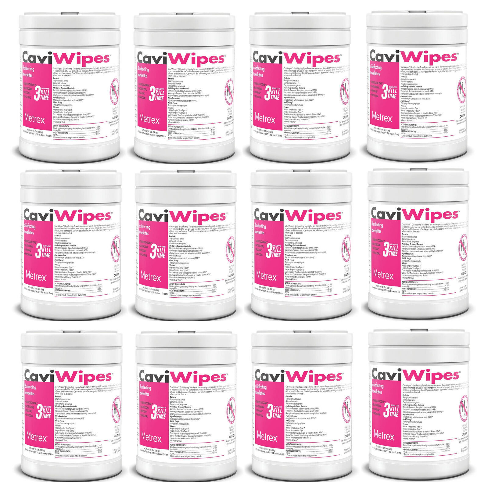 CAVIWIPES ALL PURPOSE DISINFECTANT WIPES 160 COUNT – 12 CANISTERS