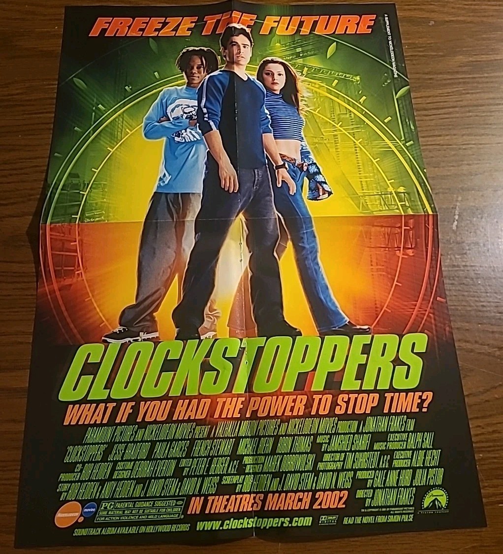 Nickelodeon Clockstoppers Movie Double Sided 2003 Vintage Fold Out Poster 20x16 Nickelodeon Clockstoppers Movie Double Sided 2003 Vintage Fold Out Poster 20x16