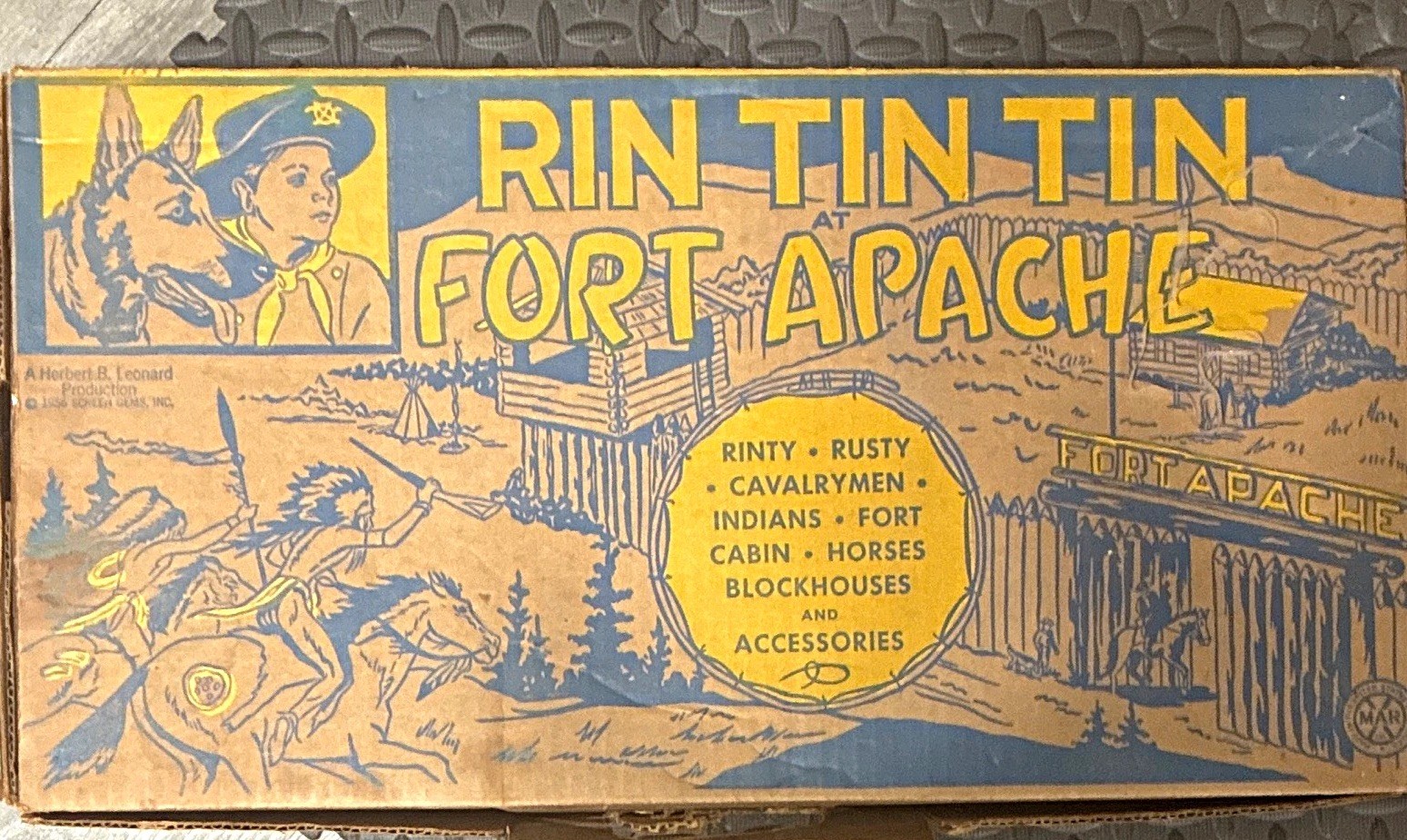 Marx Rin Tin Tin Fort Apache Playset w/ Original Box Plastic Vintage 1950