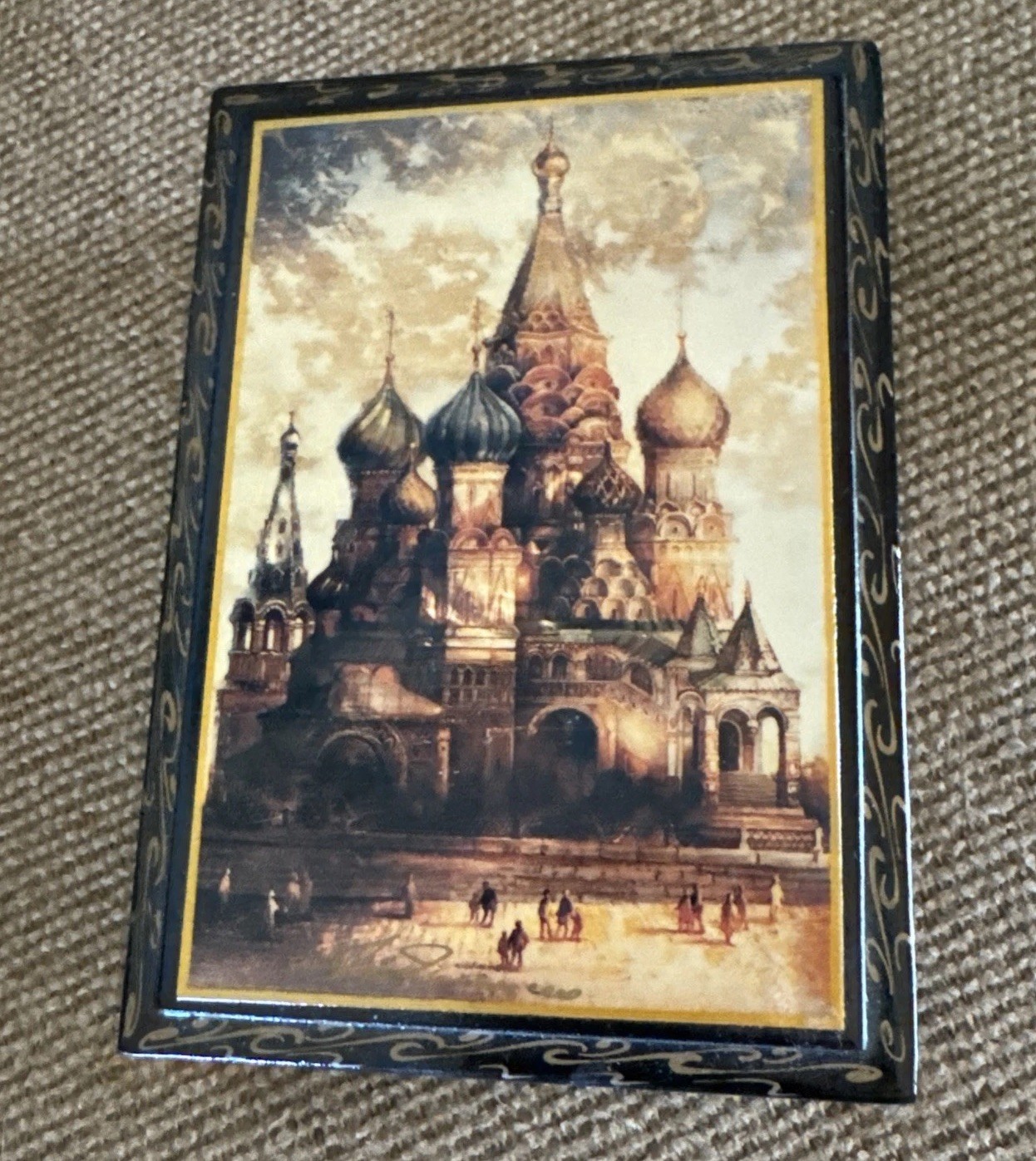vintage Russian lacquer trinket box St. BASIL’s Cathedral Signed 5.5x3.75x1.5” vintage Russian lacquer trinket box St. BASIL’s Cathedral Signed 5.5x3.75x1.5”
