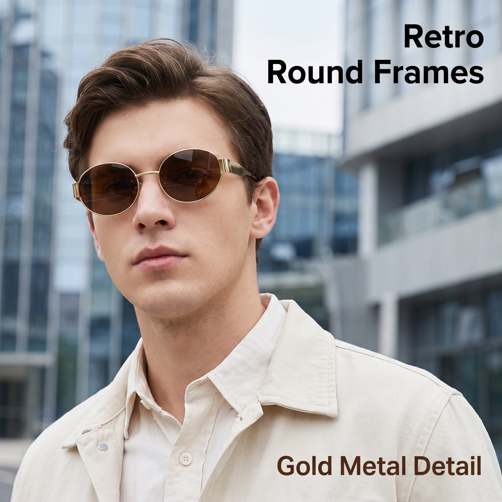 Apexia Teardrop Sunglasses 53mm Grey‑Gold UV380 Polarized Men Women Outdoor Wear