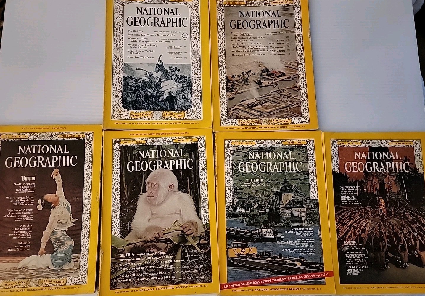 National Geographic 1960s Magazine Lot – 1961 1962 1963 1967 1969 – 6 Issues Vtg National Geographic 1960s Magazine Lot – 1961 1962 1963 1967 1969 – 6 Issues Vtg