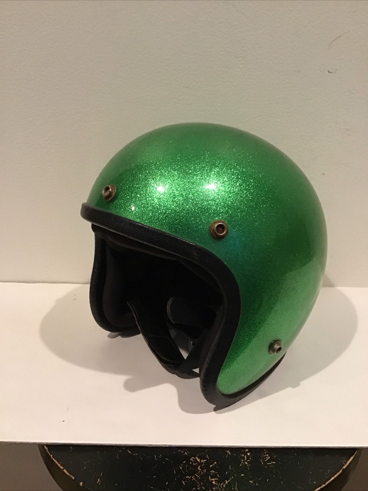 Vintage 1972 ProTec Model 100 Green Apple Metalflake motorcycle helmet sz Small Vintage 1972 ProTec Model 100 Green Apple Metalflake motorcycle helmet sz Small