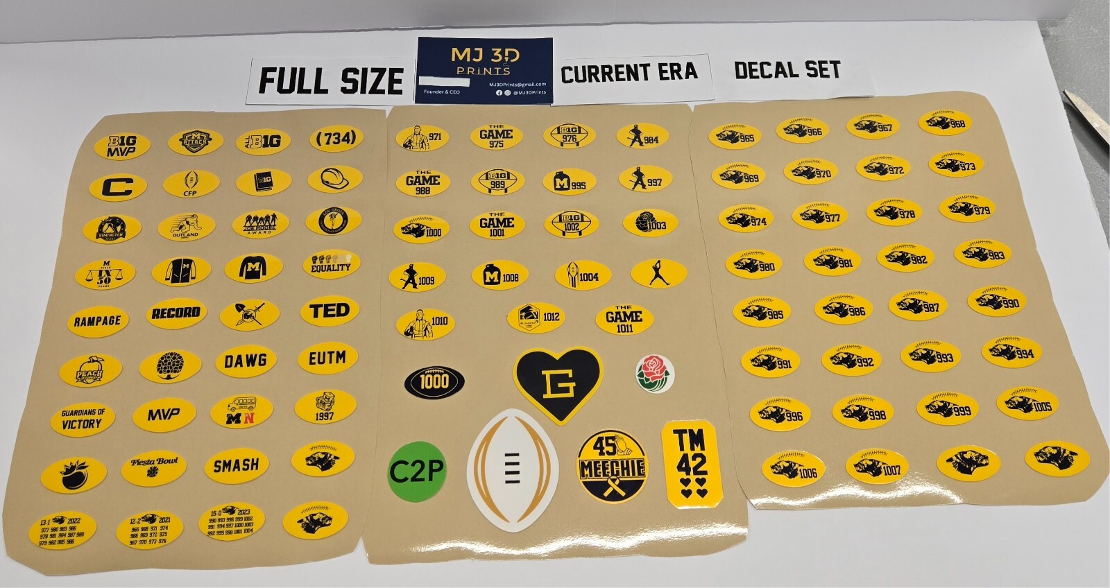 Michigan Helmet Stickers/Award Decals (Full Size)