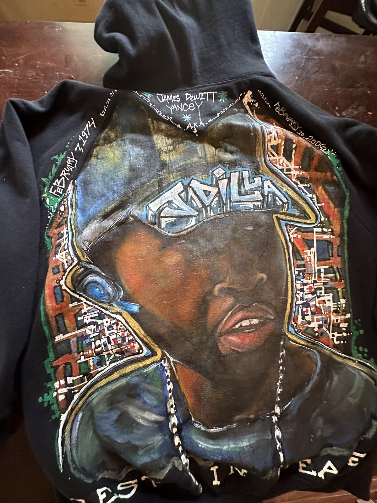 J Dilla Jay Dee RIP Hoodie By Legendary Artist Will Kasso 4XL One Of One J Dilla Jay Dee RIP Hoodie By Legendary Artist Will Kasso 4XL One Of One