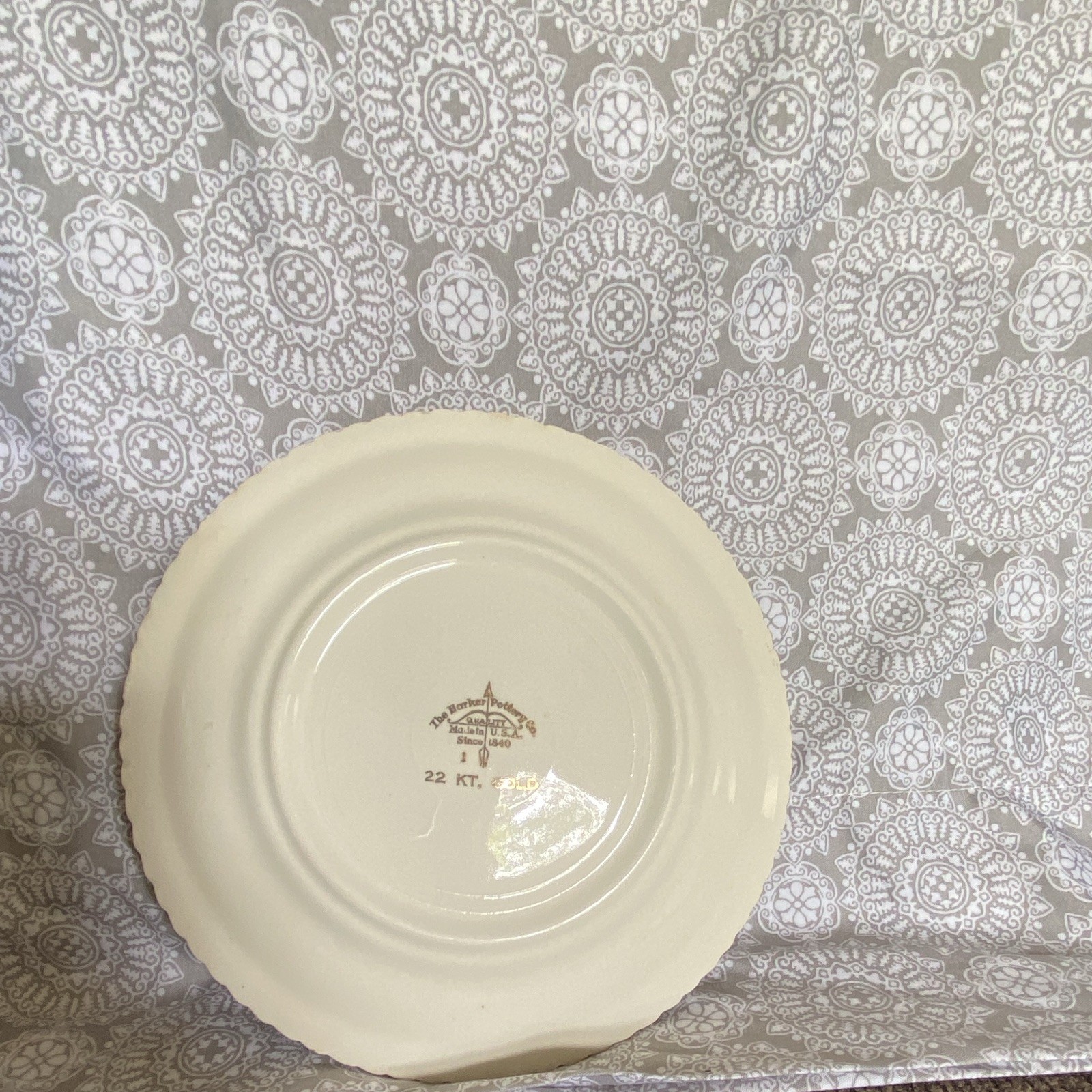 Harker Pottery Co. White Ceramic Round Plate x4, Printed Backstamp 1804