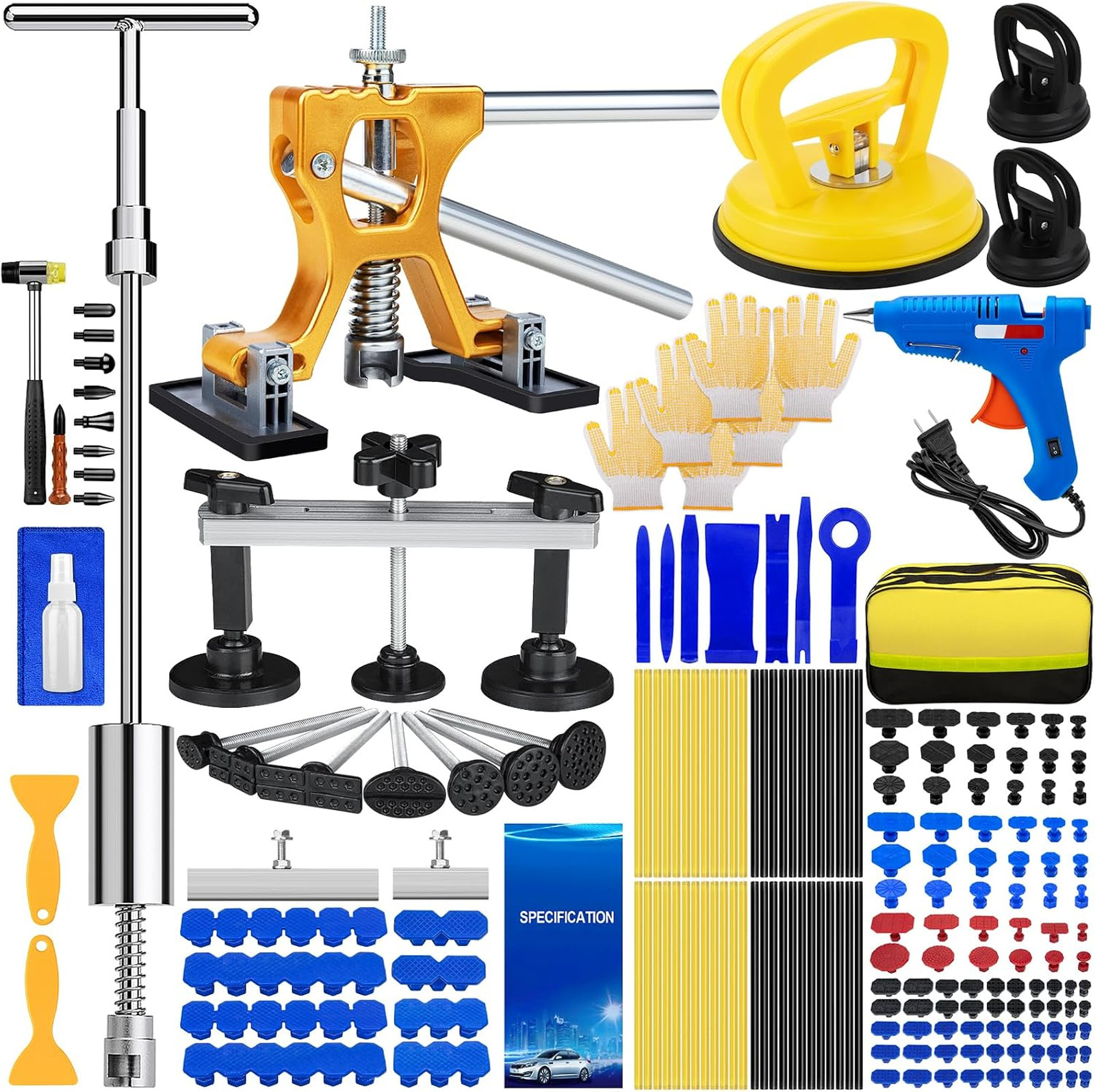 190PCS Car Dent Puller Kit, Professional Paintless Dent Removal Kit, Dent Repair