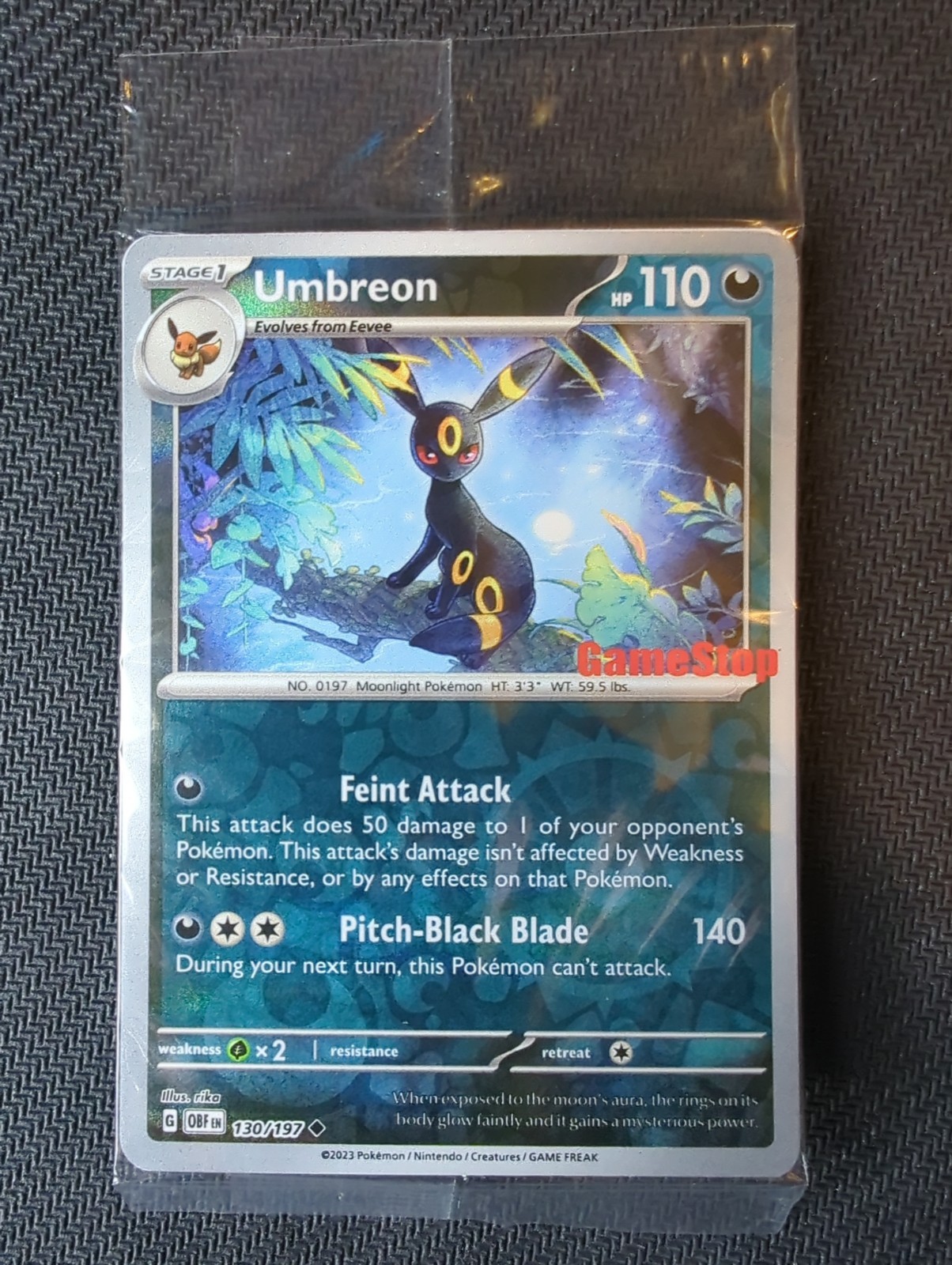 Pokemon Umbreon - (GameStop Exclusive) 130/197 Reverse Holo Sealed Pokemon Umbreon - (GameStop Exclusive) 130/197 Reverse Holo Sealed