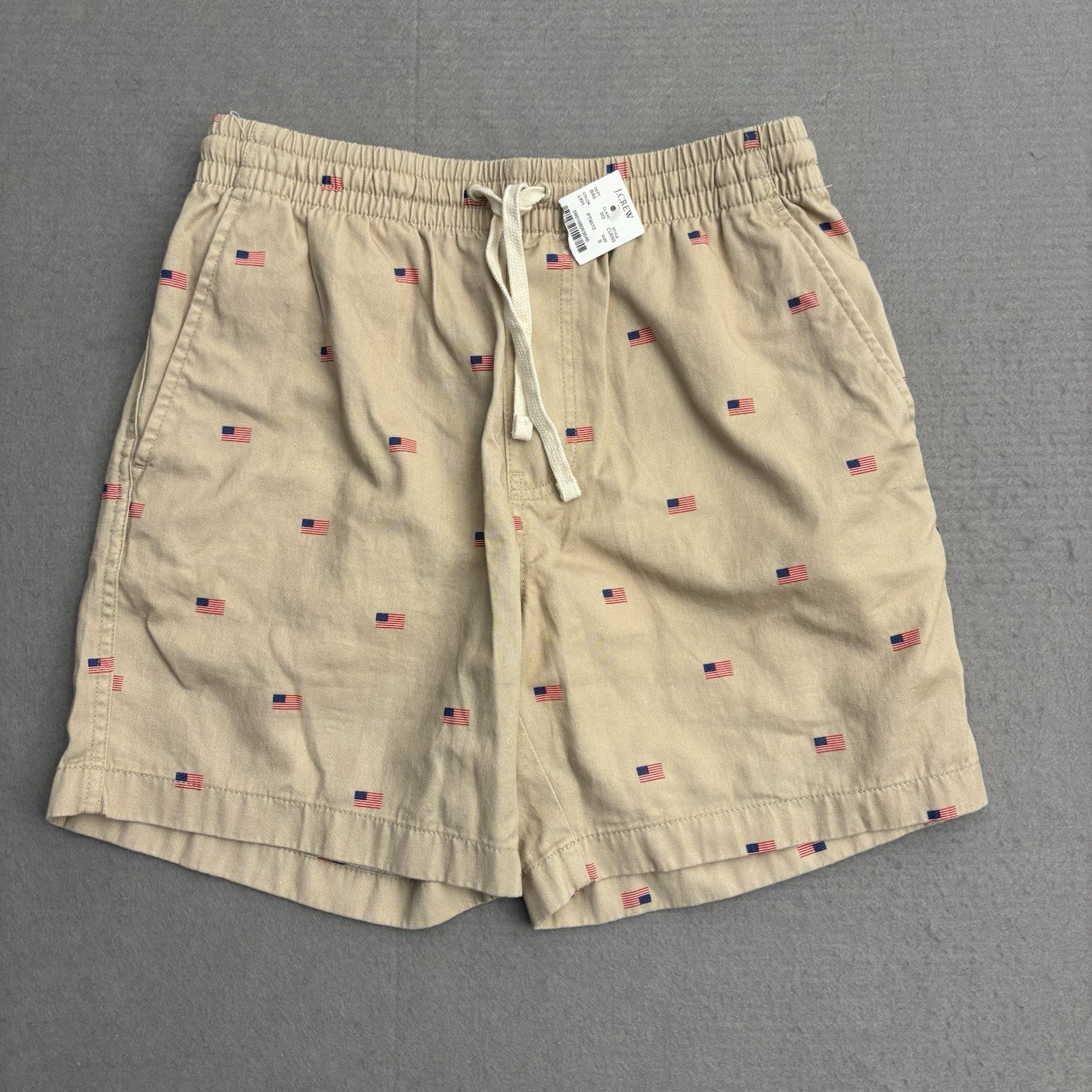 J. Crew Dock Shorts Drawstring Flag Men’s Small Beige 6” Inseam Preppy NWT NEW