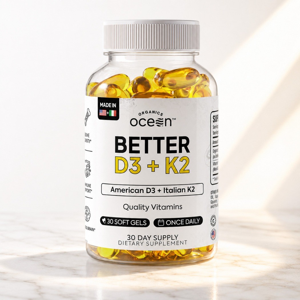 NEW!Organics Ocean Better D3 + K2, Organic Vitamin D3 K2 Supplement NEW!Organics Ocean Better D3 + K2, Organic Vitamin D3 K2 Supplement