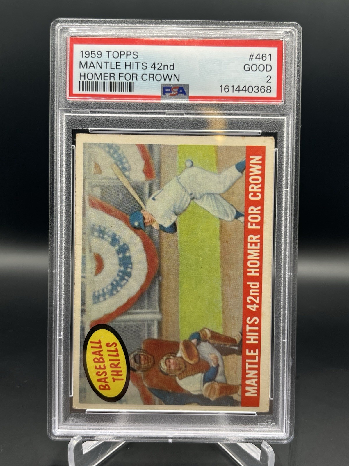 1959 TOPPS HOMER FOR CROWN #461 MANTLE HITS 42ND PSA 2 1959 TOPPS HOMER FOR CROWN #461 MANTLE HITS 42ND PSA 2