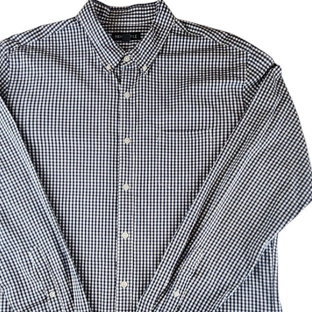 J.Crew Mercantile Flex Mens XL Navy Gingham Button Down Shirt J5287
