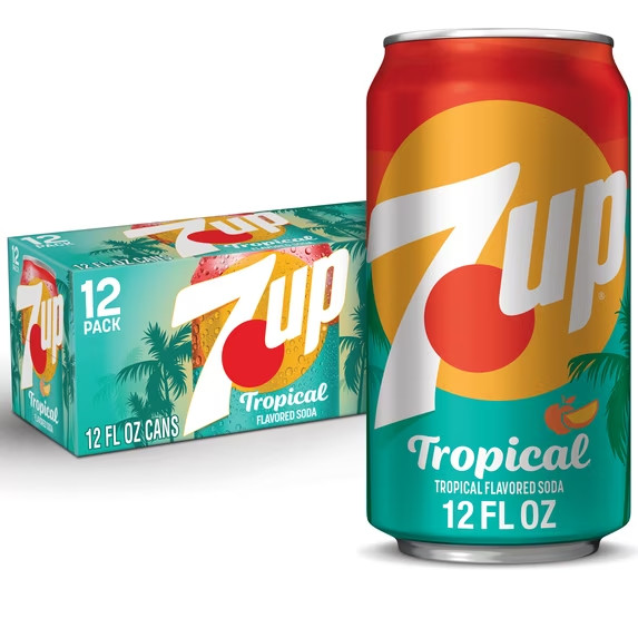 7UP Tropical Caffeine Free Lemon Lime Mango Peach Soda Pop, 12 fl oz, 12 Pack Ca 7UP Tropical Caffeine Free Lemon Lime Mango Peach Soda Pop, 12 fl oz, 12 Pack Ca