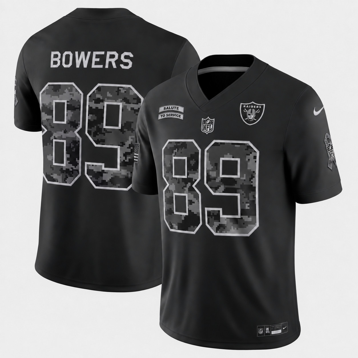 Share Brock #89 Bowers Raiders Black 2026 Salute to Service Limited