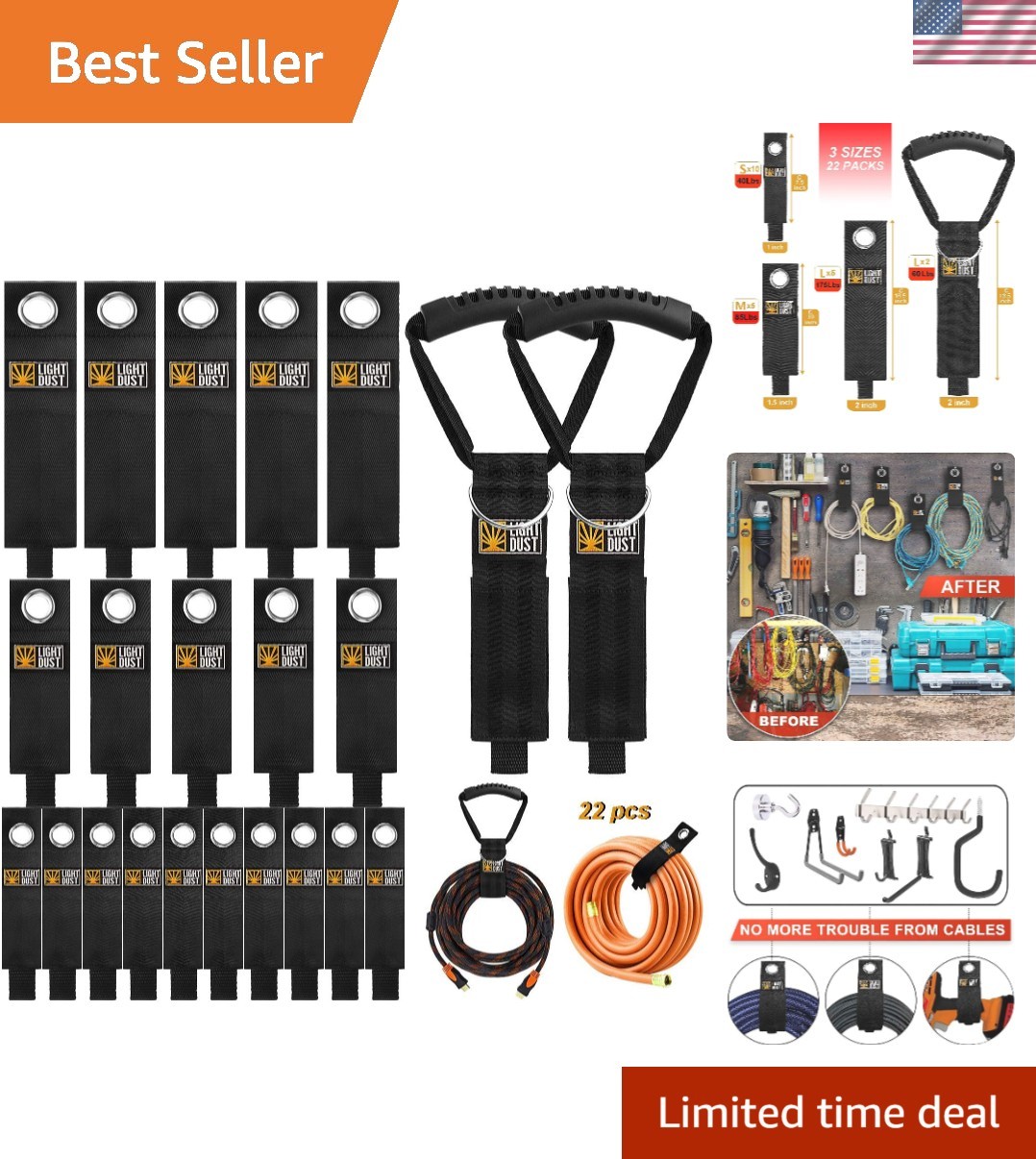 22PCS Heavy Duty Storage Straps - Ultimate Extension Cord Organizer with Handle