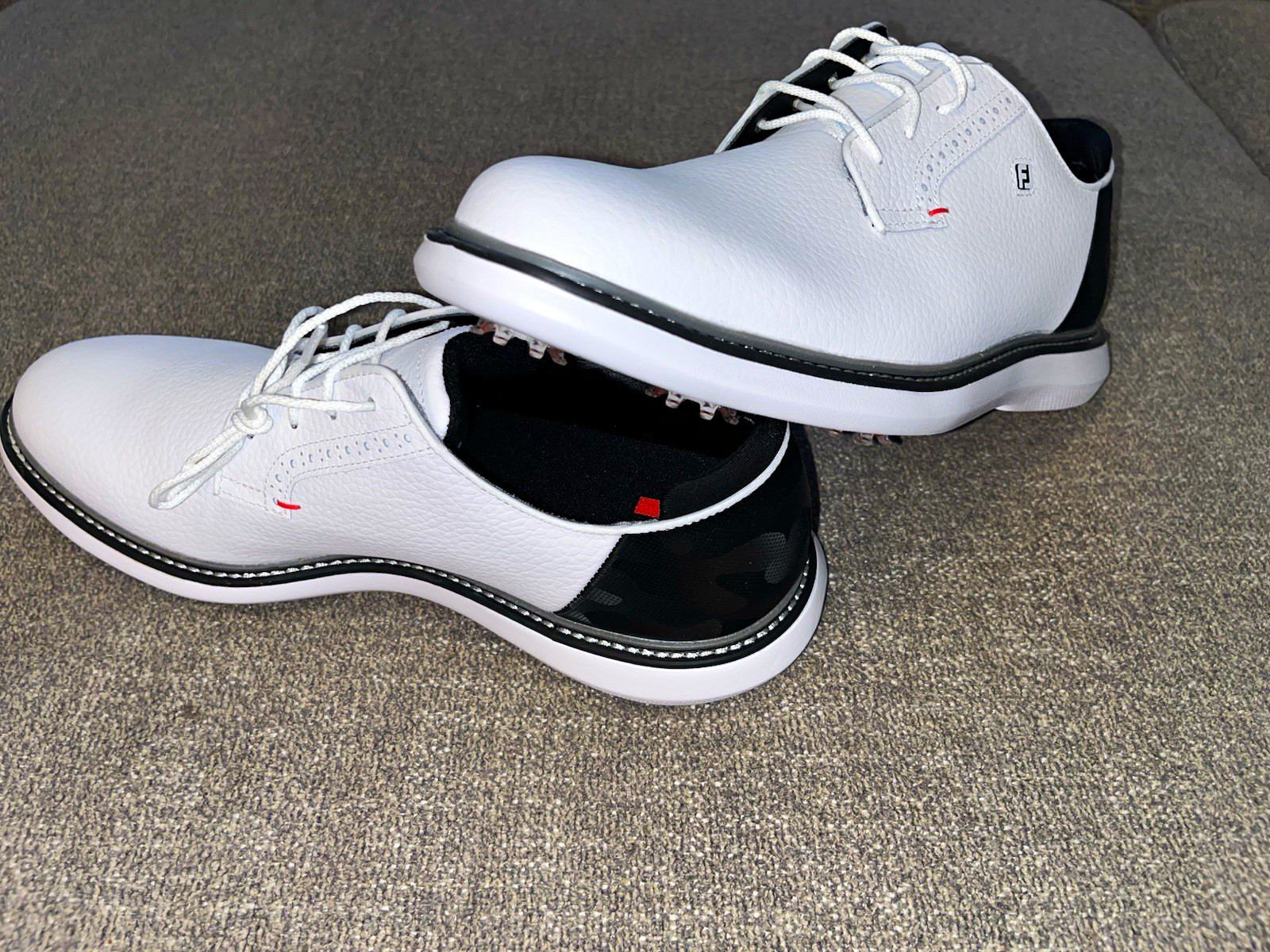 FootJoy FJ Traditions Men’s Golf Shoes Spiked Waterproof White/Black/Red 11.5 M