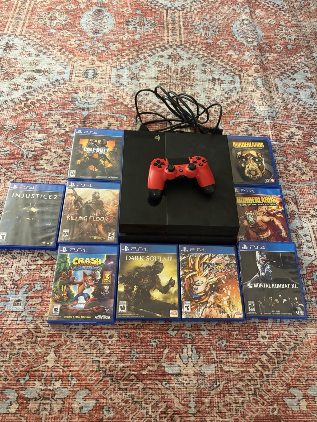 Sony PS4 Slim 500GB Bundle Red Controller 9 Games Tested Working